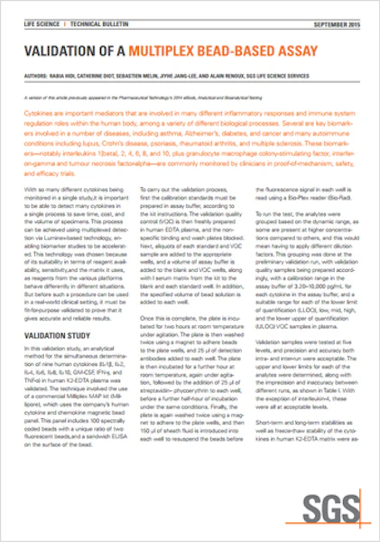 Validation of a Multiplex Bead-Based Assay | SGS United Kingdom