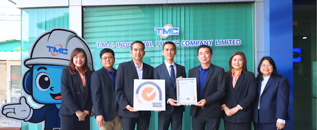 T.M.C. Industrial Public Company Limited’s management team receiving ISO 14001:2015 certification to demonstrate environmental management commitment
