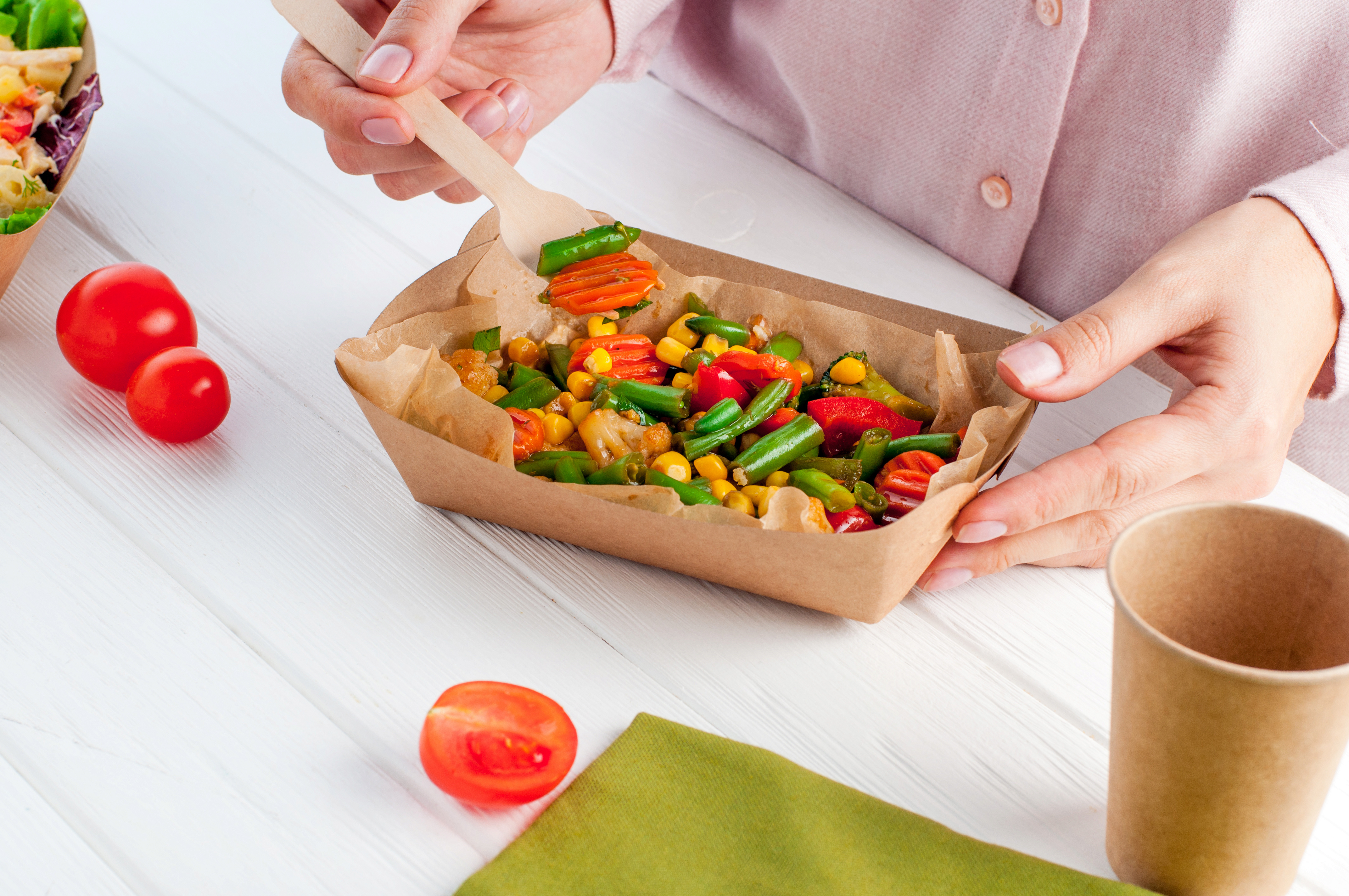 woman eating healthy salad