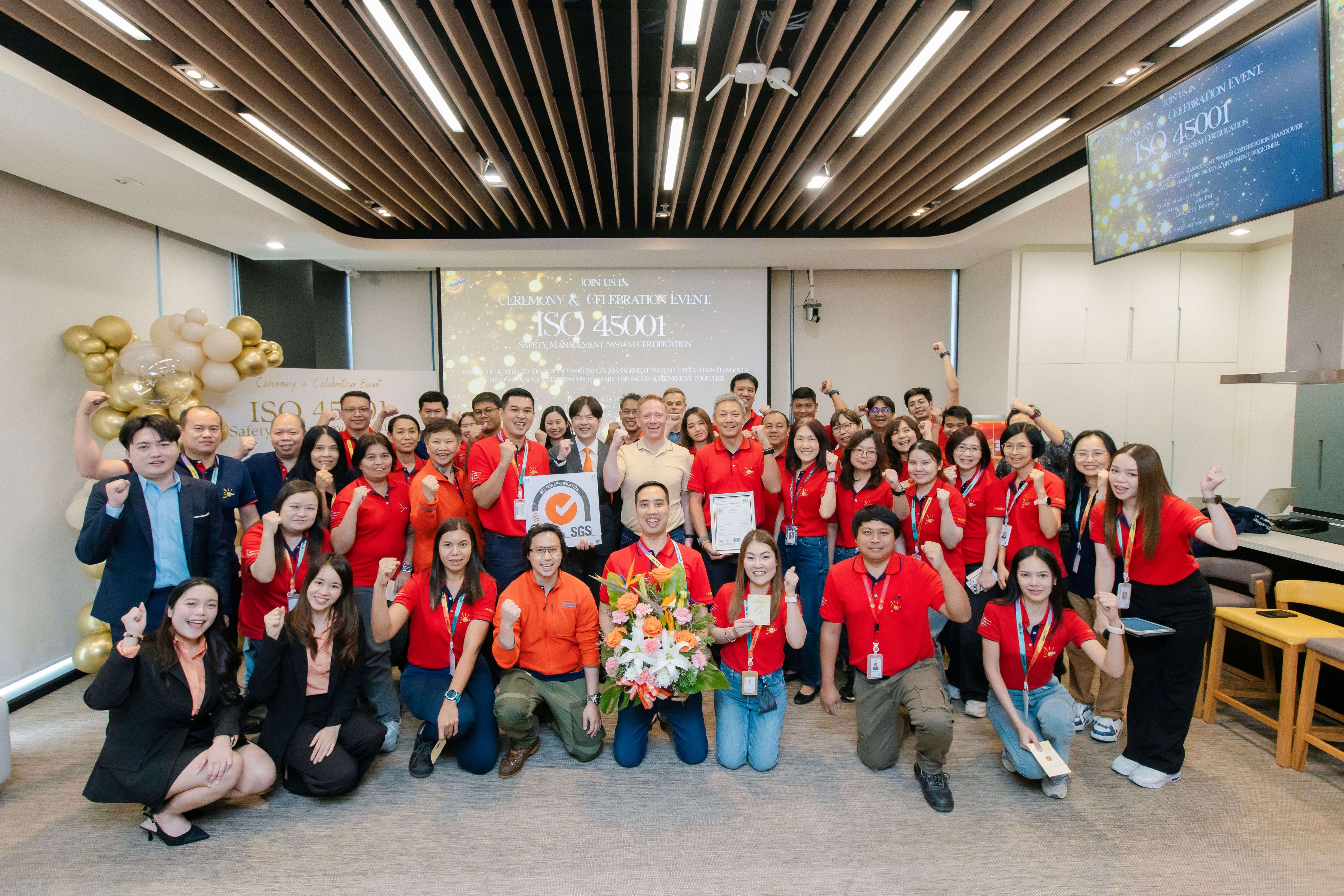 SGS awards ISO 45001 certification to AB Food & Beverages (Thailand) with company management team