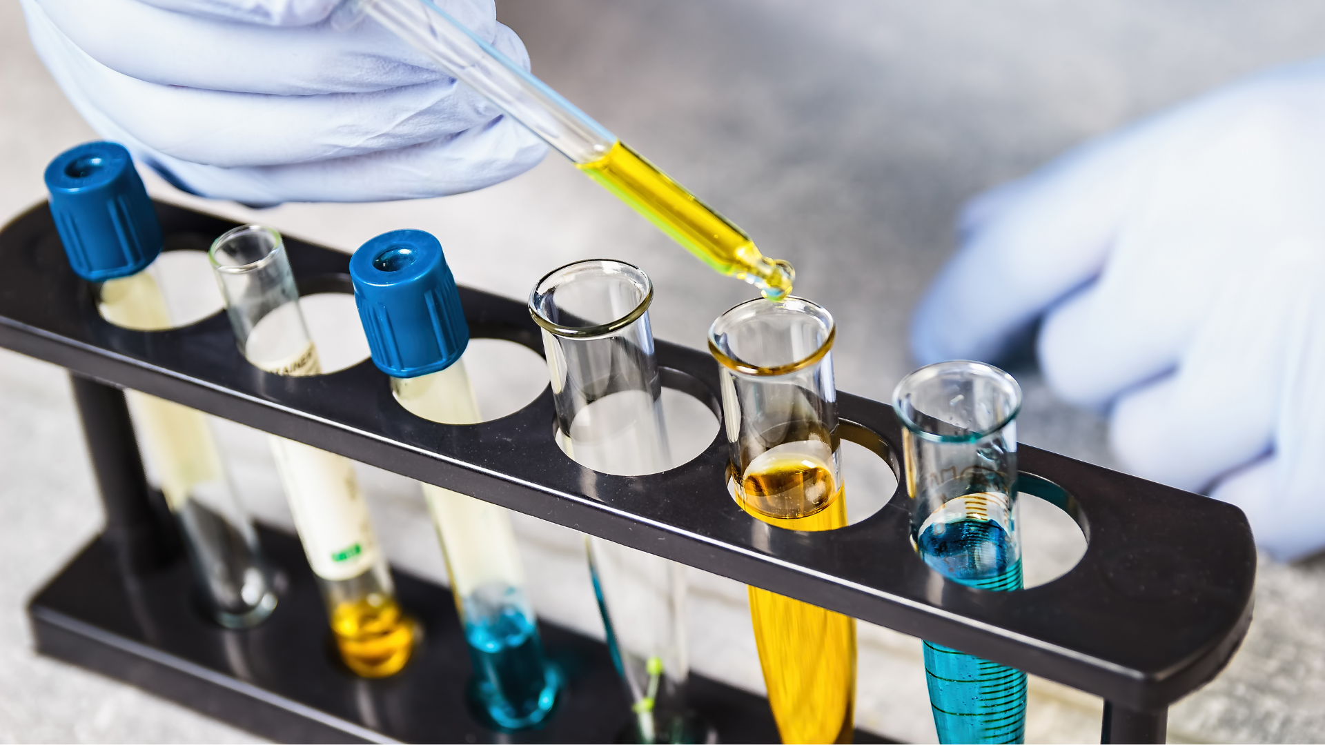 Chemical analysis with colorful chemical solutions
