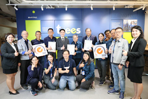 Management teams from SGS and Syntec Construction pose for a group photo at the ISO 14001 and ISO 45001 certification award ceremony