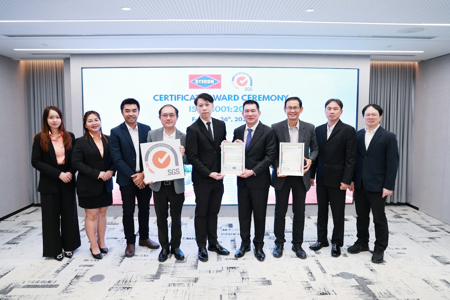 พิธีมอบใบรับรอง ISO 14001:2015 โดย SGS ให้แก่ บริษัท ซิโน-ไทย เอ็นจีเนียริ่ง แอนด์ คอนสตรัคชั่น จำกัด (มหาชน)