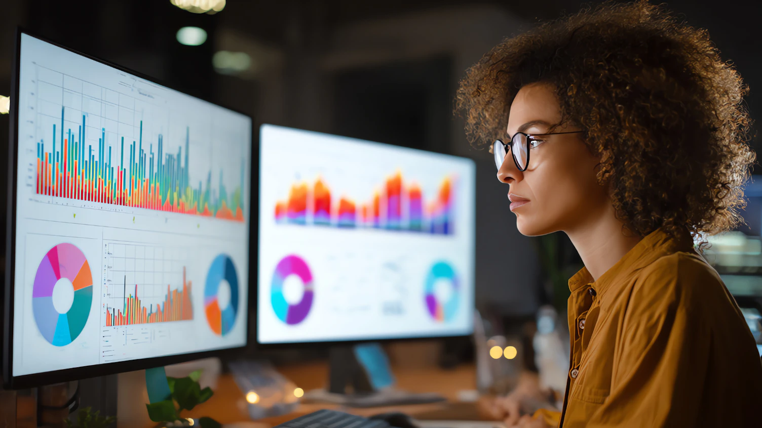 Femme analyse des graphiques