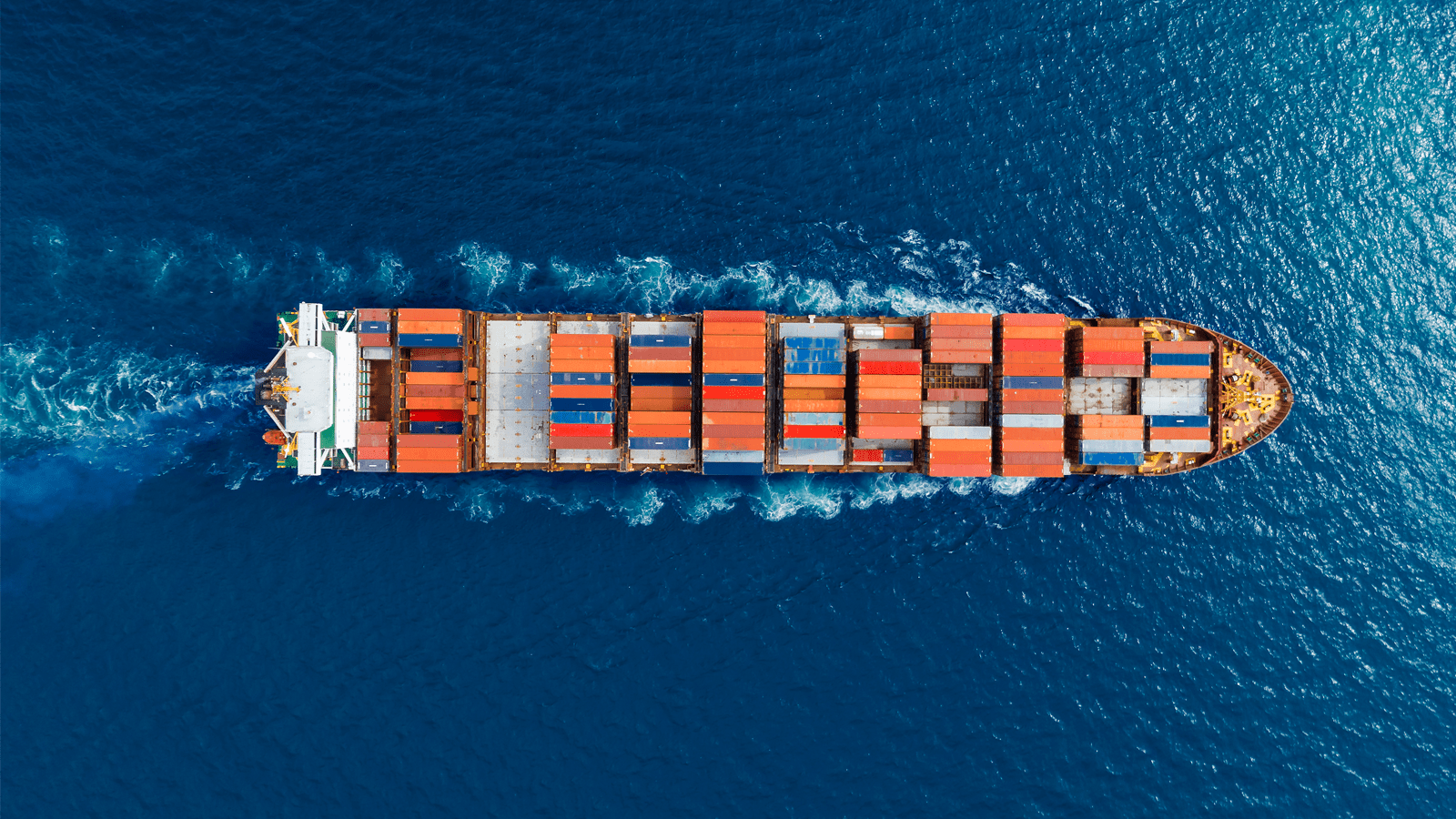 Aerial view of Container Ship at Sea