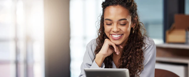 Business Woman Working Using a Digital Tablet