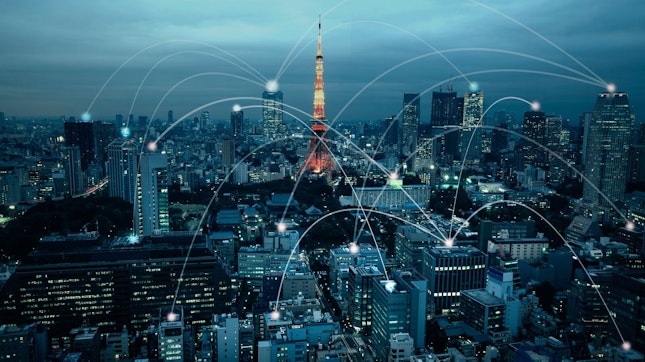 City Scape and Network Connection Concept