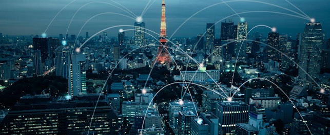 City Scape and Network Connection Concept