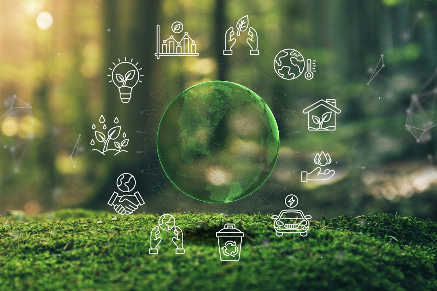 Earth ecological green energy icons concept
