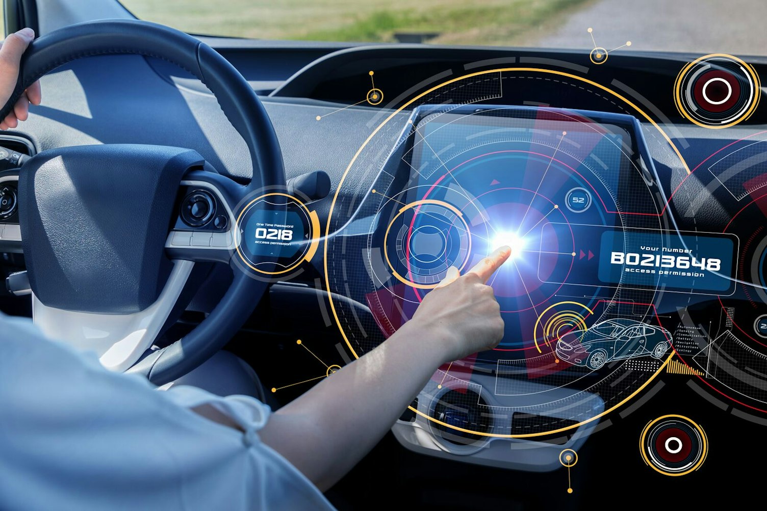 Futuristic Car Cockpit and Touch Screen Autonomous Car