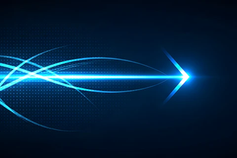 Glowing Blue Arrow Moving Fast