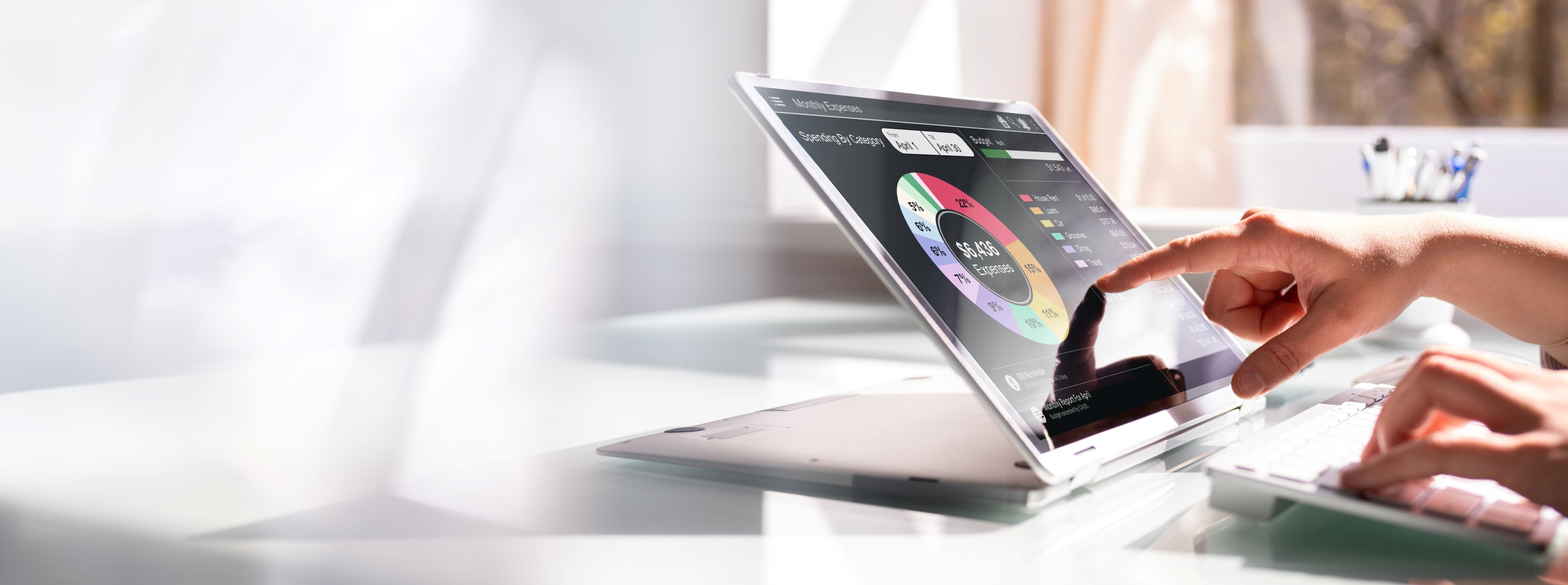 graph finance people doing computer work