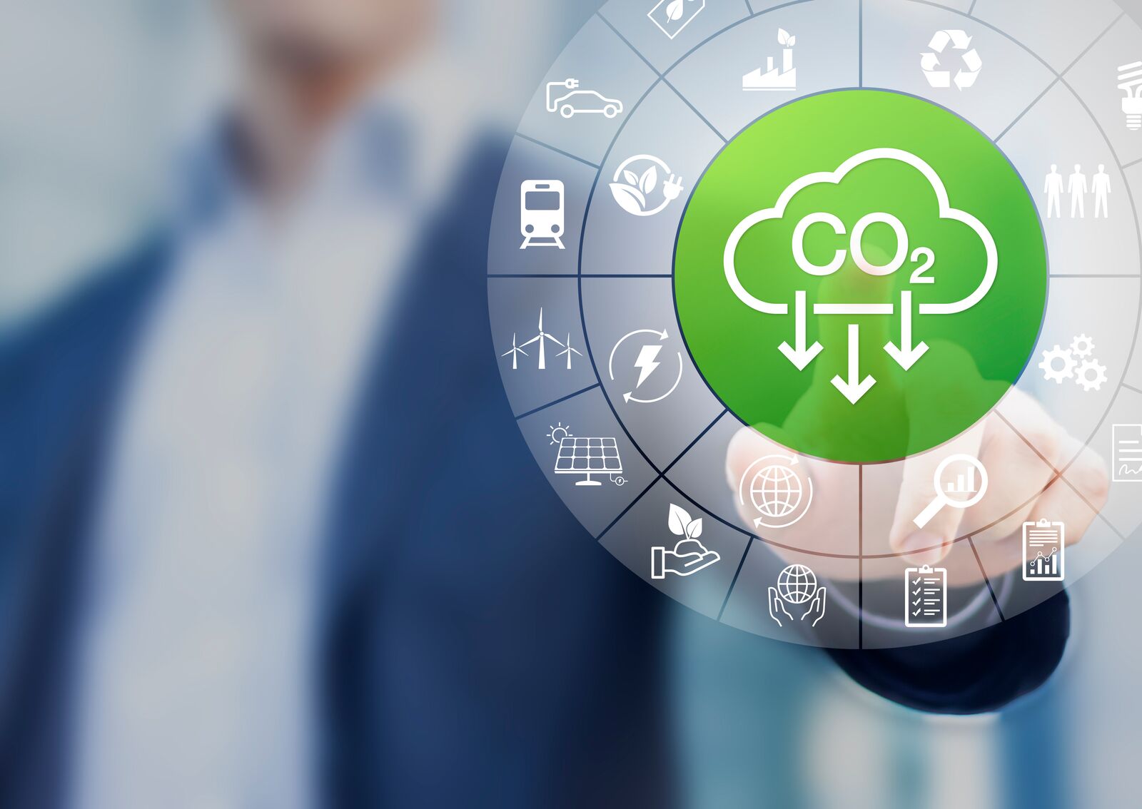 Lower CO2 Emissions and Reduce Carbon Footprint Concept