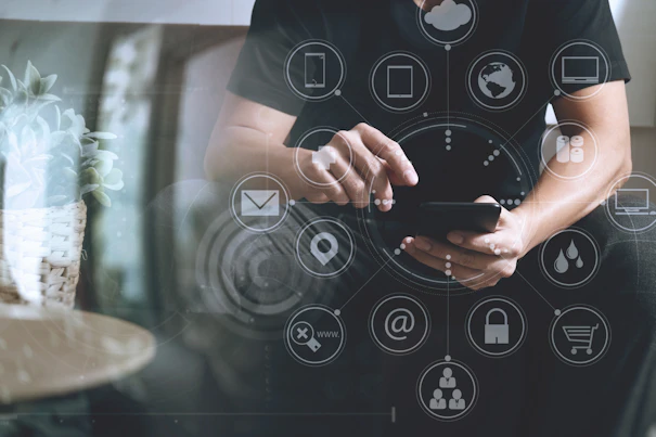 Man hand using smart phone for mobile payments online shopping