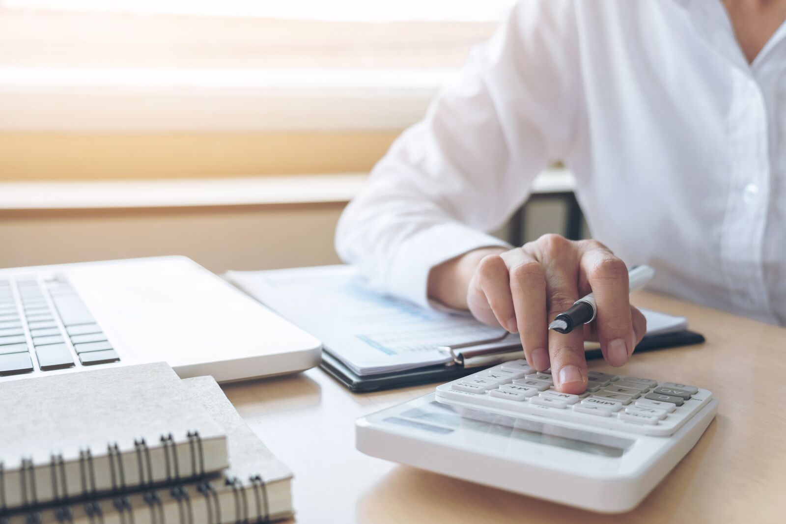 Person Using a Calculator