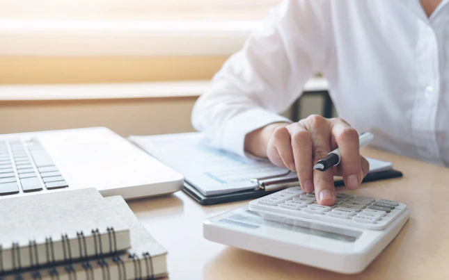 Person Using a Calculator