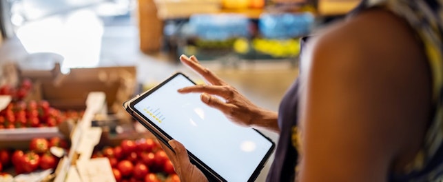 Salesperson Checking Inventory in a Grocery Store