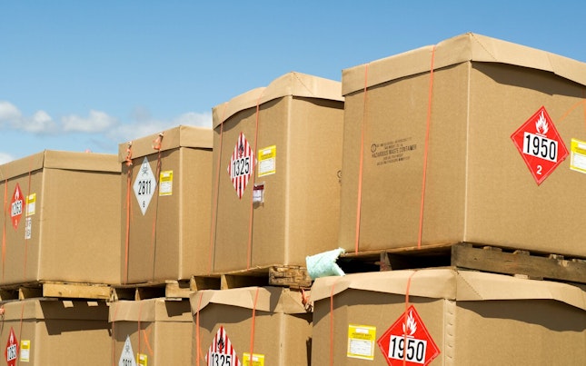 Stacked Boxes Containing Dangerous Goods