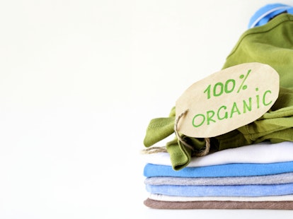 textiles clothes folded 100 percent organic