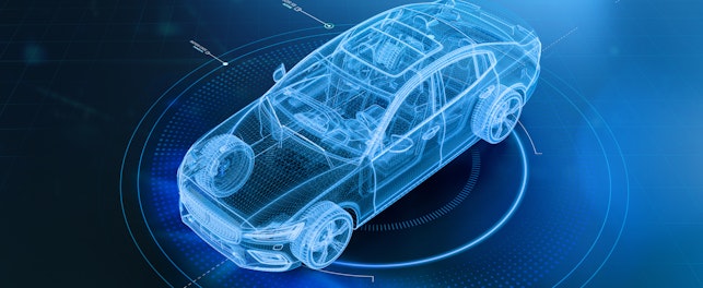 Wireframe of Modern Car with Hi-Tech User Interface Details