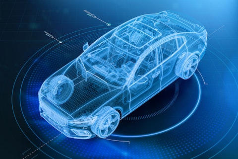 Wireframe of Modern Car with Hi-Tech User Interface Details