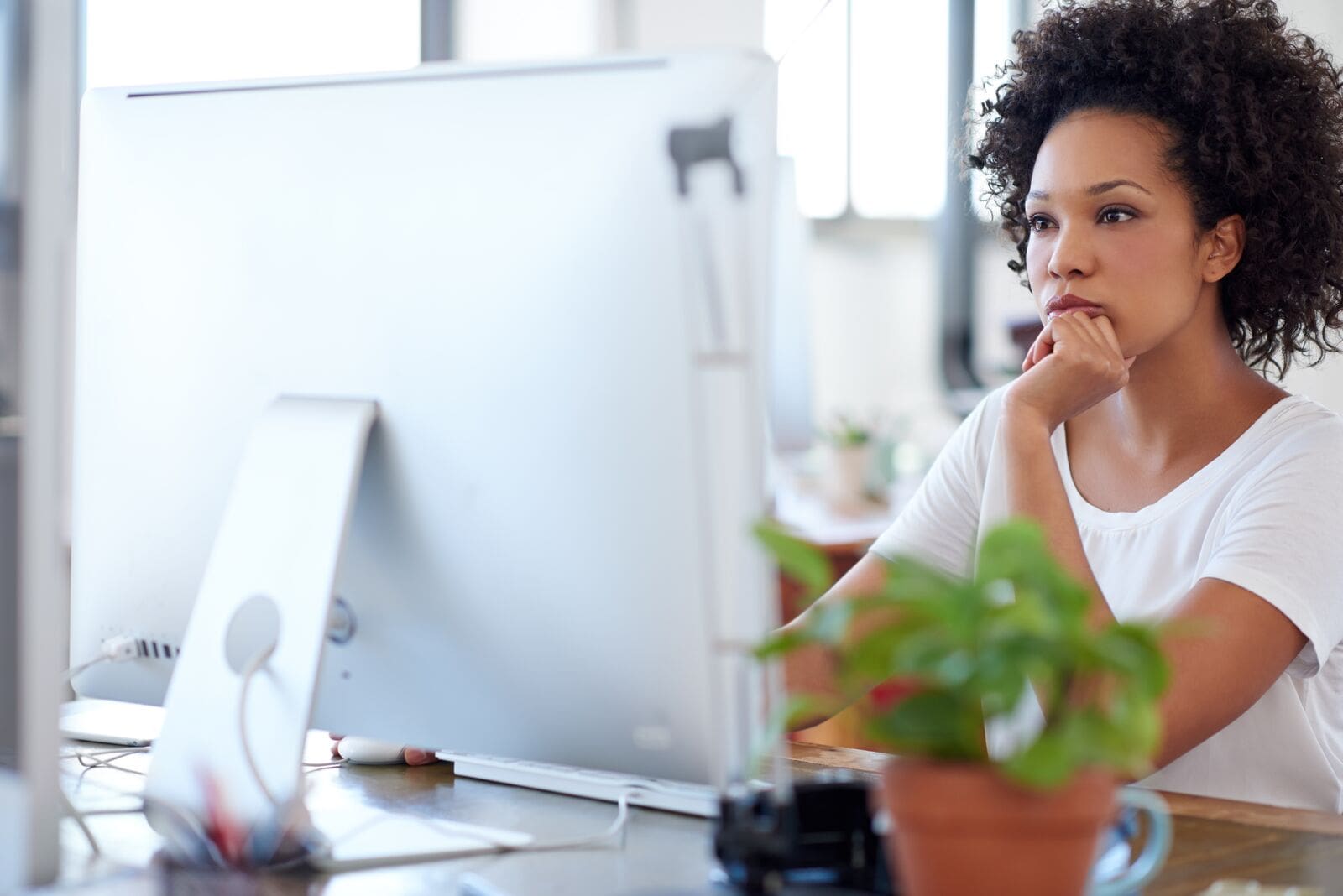Woman Working on a Computer