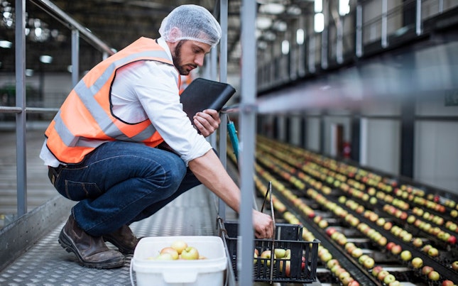 Worker in Processing Food Plant