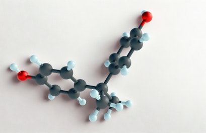 3d rendering of Bisphenol A (BPA) molecules in the white background