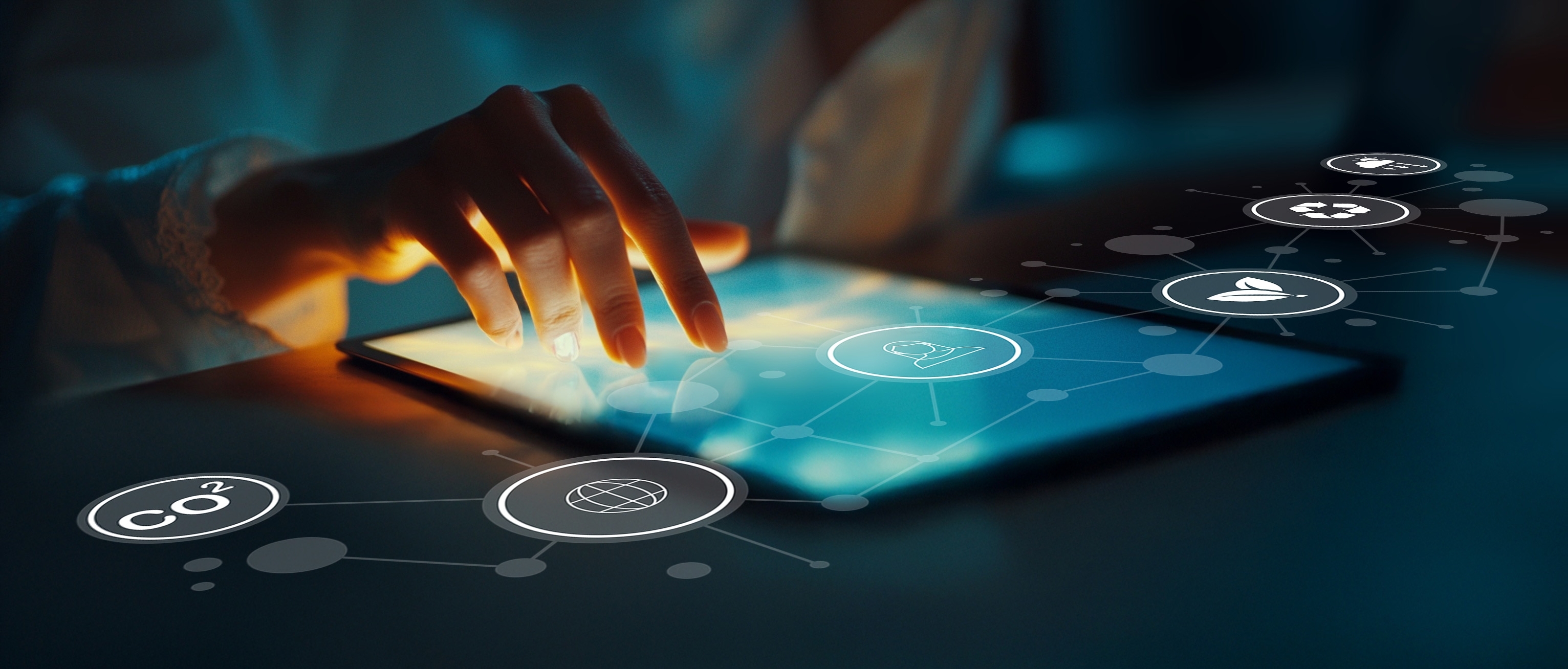 A close up view of a hand on a digital tablet