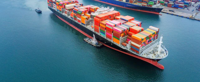 Arial view by drone camera transportation logistics and container dock