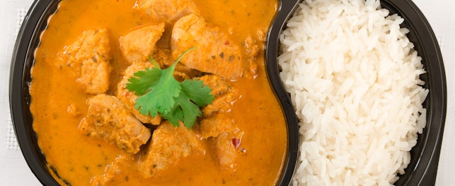 Chicken Curry and Rice in a Plastic Container