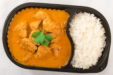 Chicken Curry and Rice in a Plastic Container