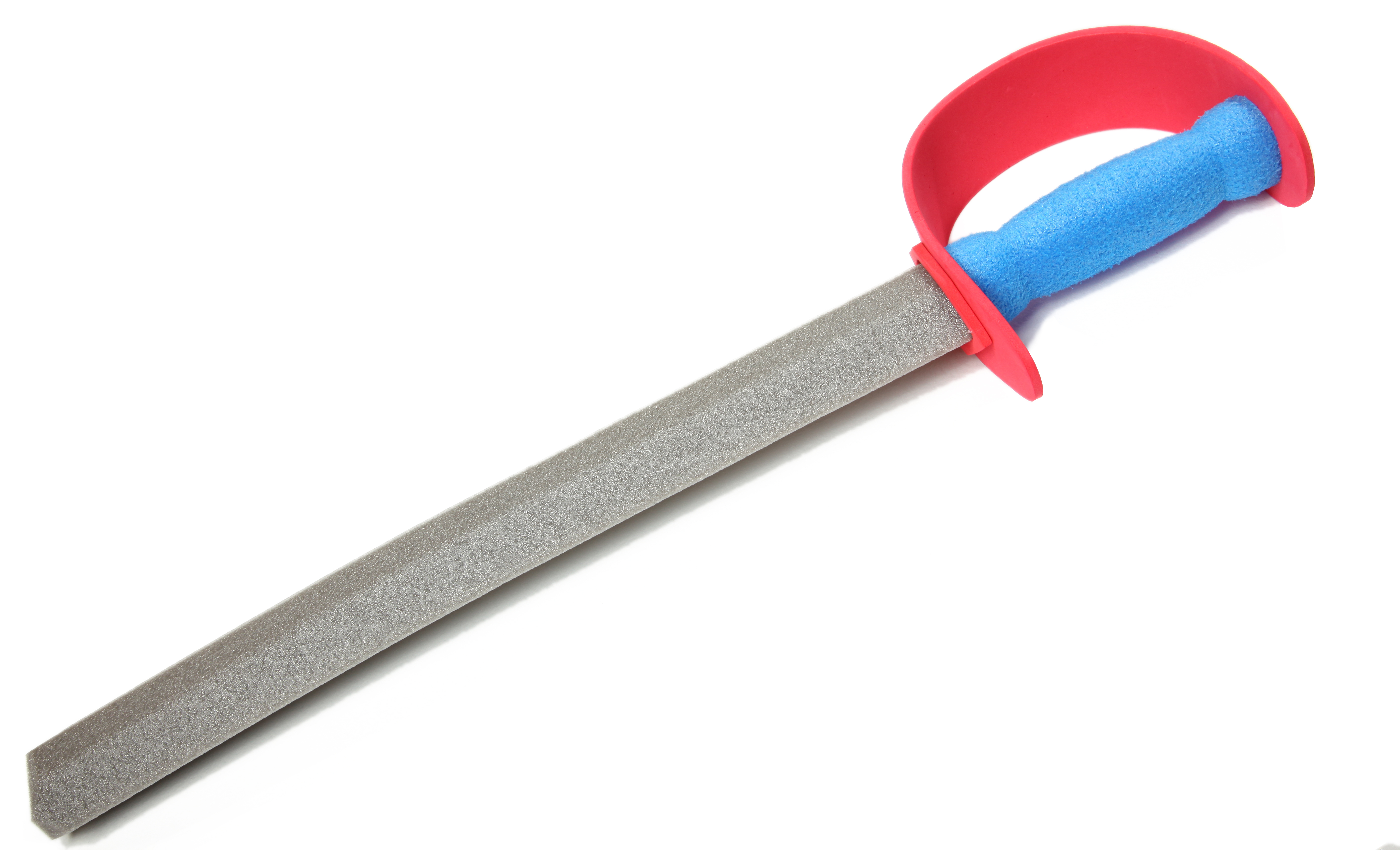 Colorful toy foam sword over white background