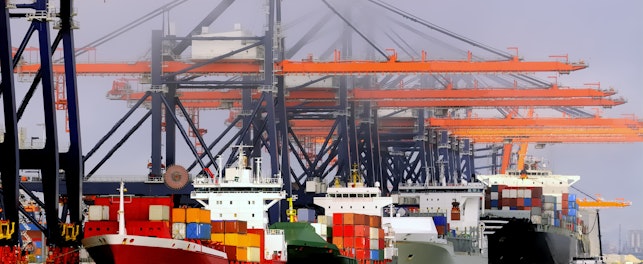 Container terminal in the port of Rotterdam in The Netherlands