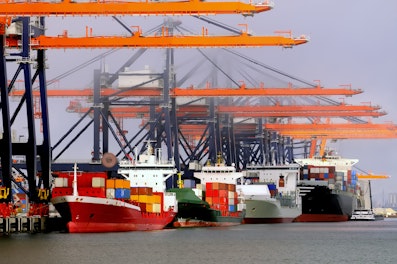 Container terminal in the port of Rotterdam in The Netherlands