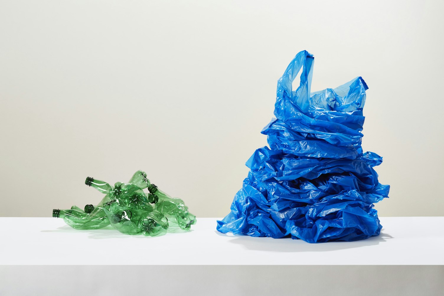 Crushed Plastic Bottles and Plastic Carrier Bags