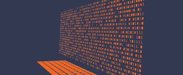 Digital Laptop with Matrix Background