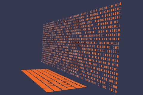 Digital Laptop with Matrix Background