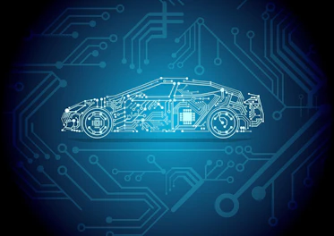 Electric Car Battery Technology Drawing Concept