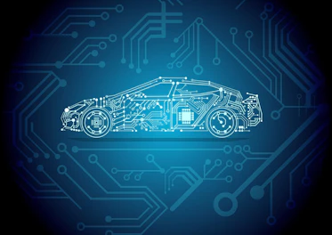 Electric Car Battery Technology Drawing Concept