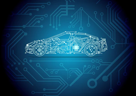 Electric Car Battery Technology Drawing Concept