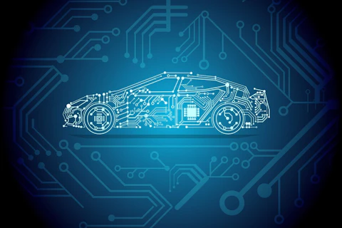 Electric Car Battery Technology Drawing Concept