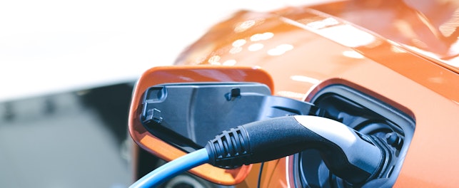 Electric Car Charging Battery in Station