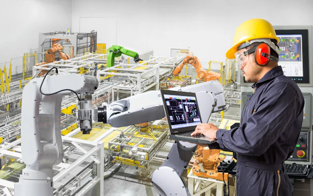 Man Holding External Battery and Smartphone