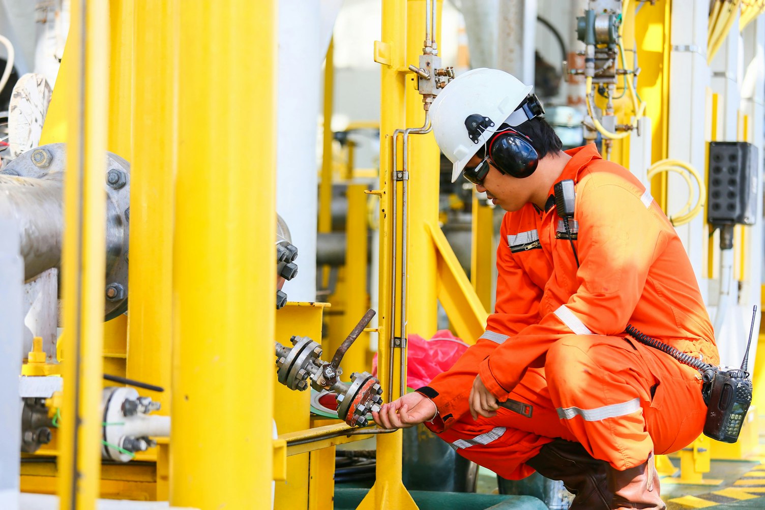 Engineer Working on Pipeline Equipment