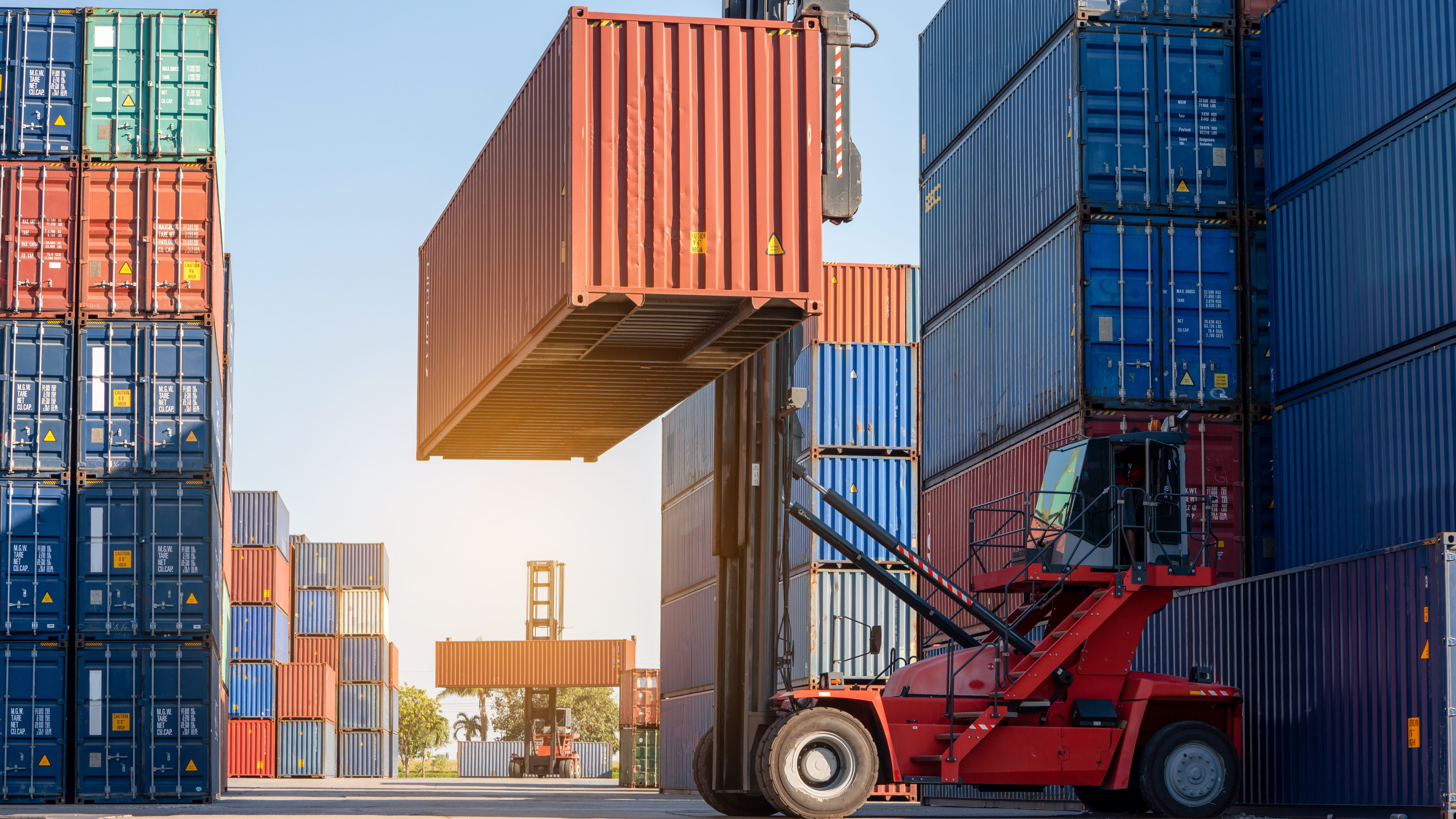 forklift working in the container cargo yard
