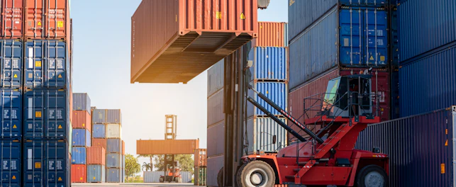 forklift working in the container cargo yard