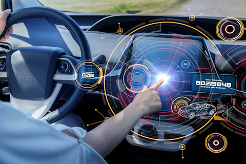 Futuristic Car Cockpit and Touch Screen Autonomous Car
