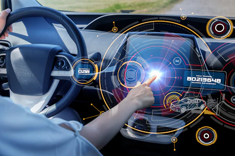 Futuristic Car Cockpit and Touch Screen Autonomous Car