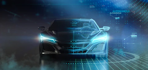 futuristic sports car wireframe